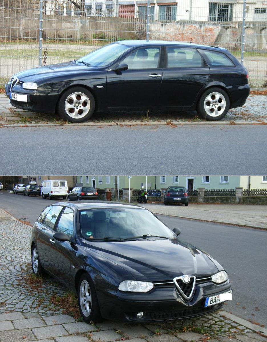 Alfa Romeo 156 Sportwagon (Kombi) 2,0 TS 16V Selespeed in schwarz, EZ 11/2000, HU/AU 11/11,174380 km, Benzin D3, inkl. grüner Plakette